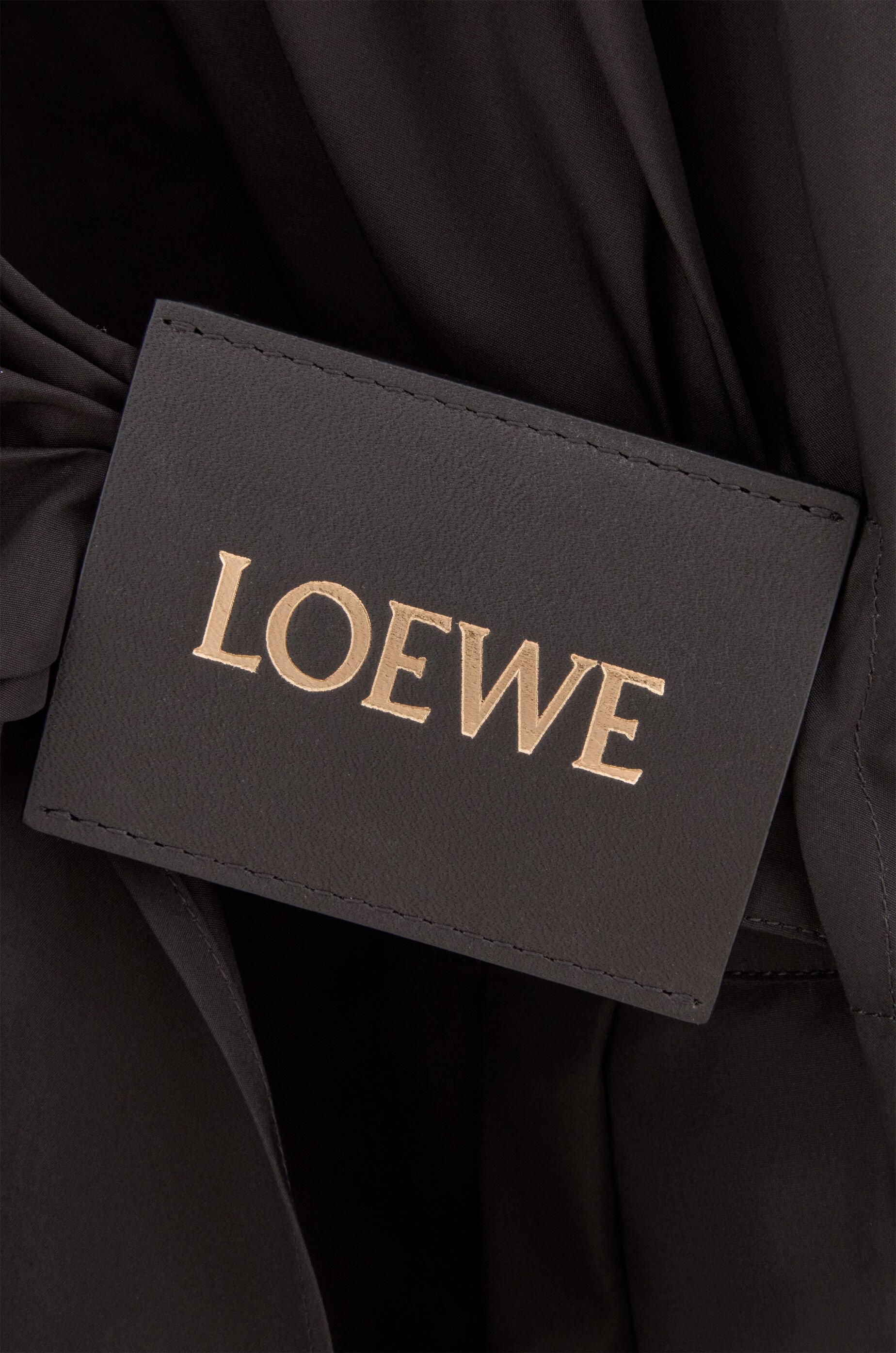新作 LOEWE ロエベ シャツドレス ドレープ コットン S540Y09XSN ロエベ ブラックドレープシャツドレス (LOEWE/ワンピース