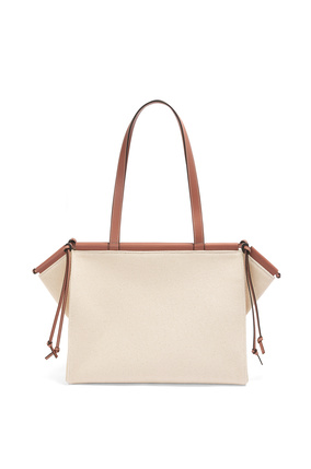 LOEWE Small Cushion Tote in canvas and calfskin Light Oat plp_rd