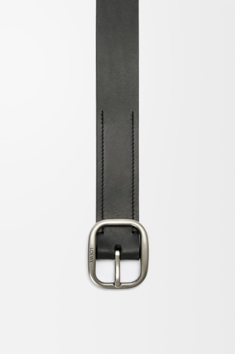 LOEWE 經典小牛皮柔軟皮帶  黑色/復古鈀金色
