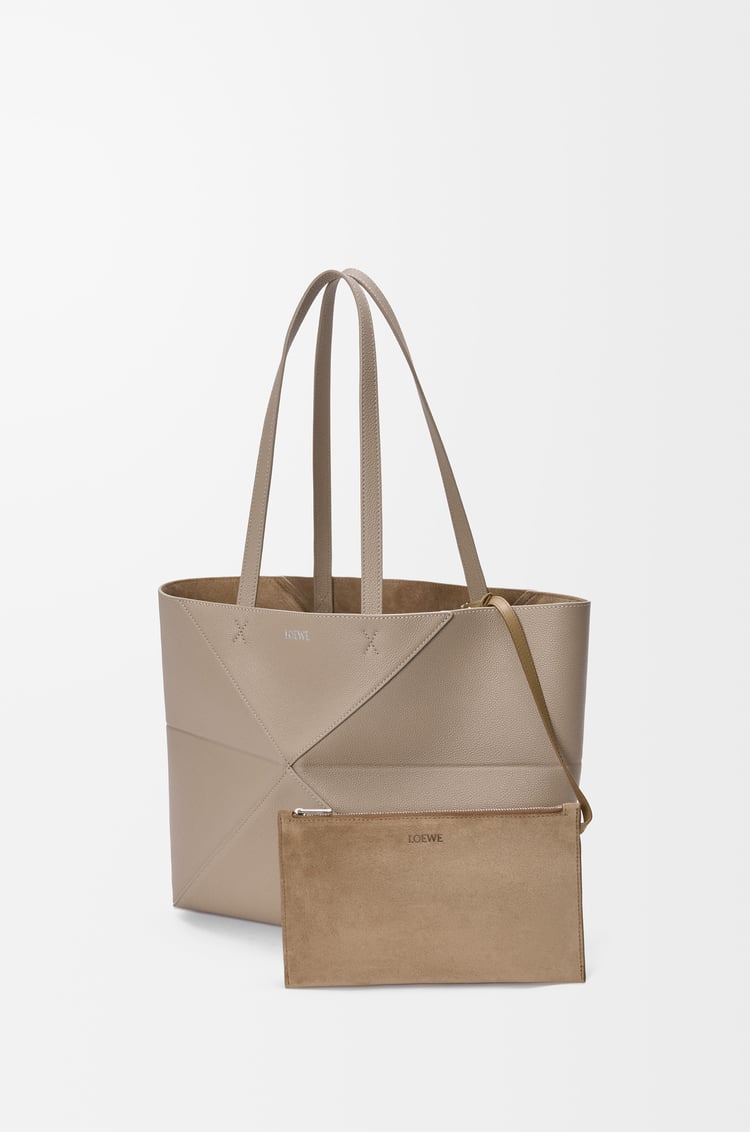 LOEWE Medium horizontal Puzzle Fold tote in soft grained calfskin Clay