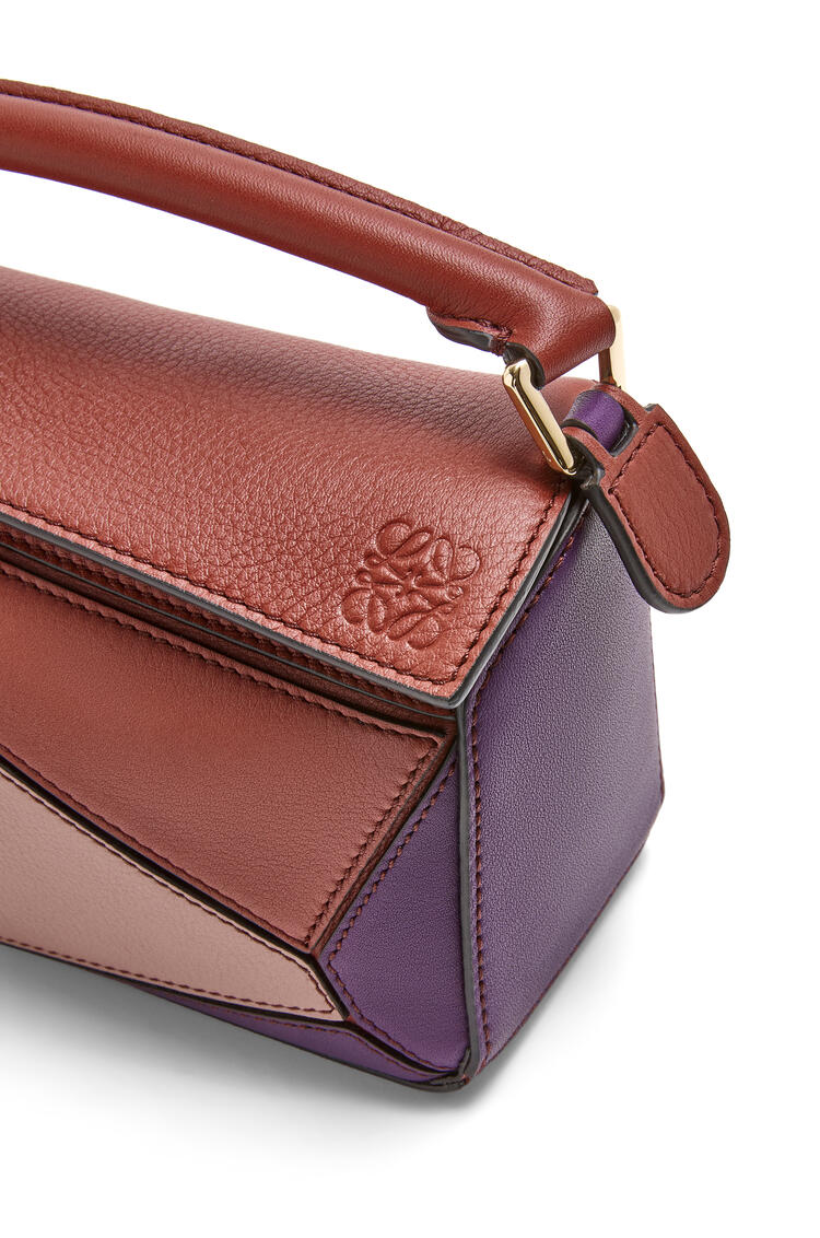 LOEWE Mini Puzzle bag in classic calfskin Dark Purple/Dark Rust