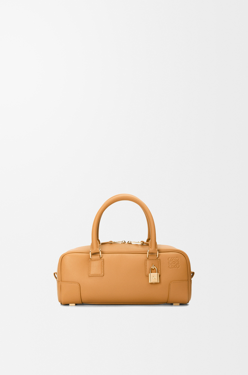 LOEWE Amazona 23 cropped bag in shiny calfskin Dark Brownie