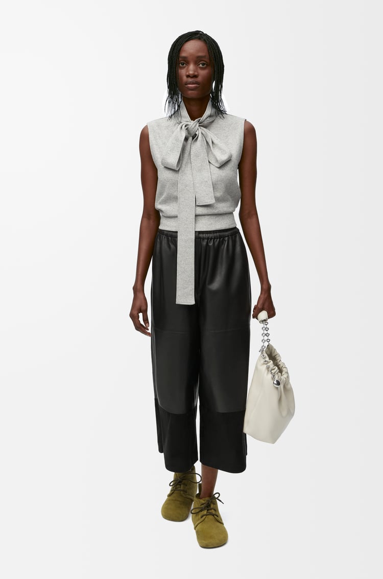 LOEWE Cropped trousers in nappa lambskin and suede goatskin Black