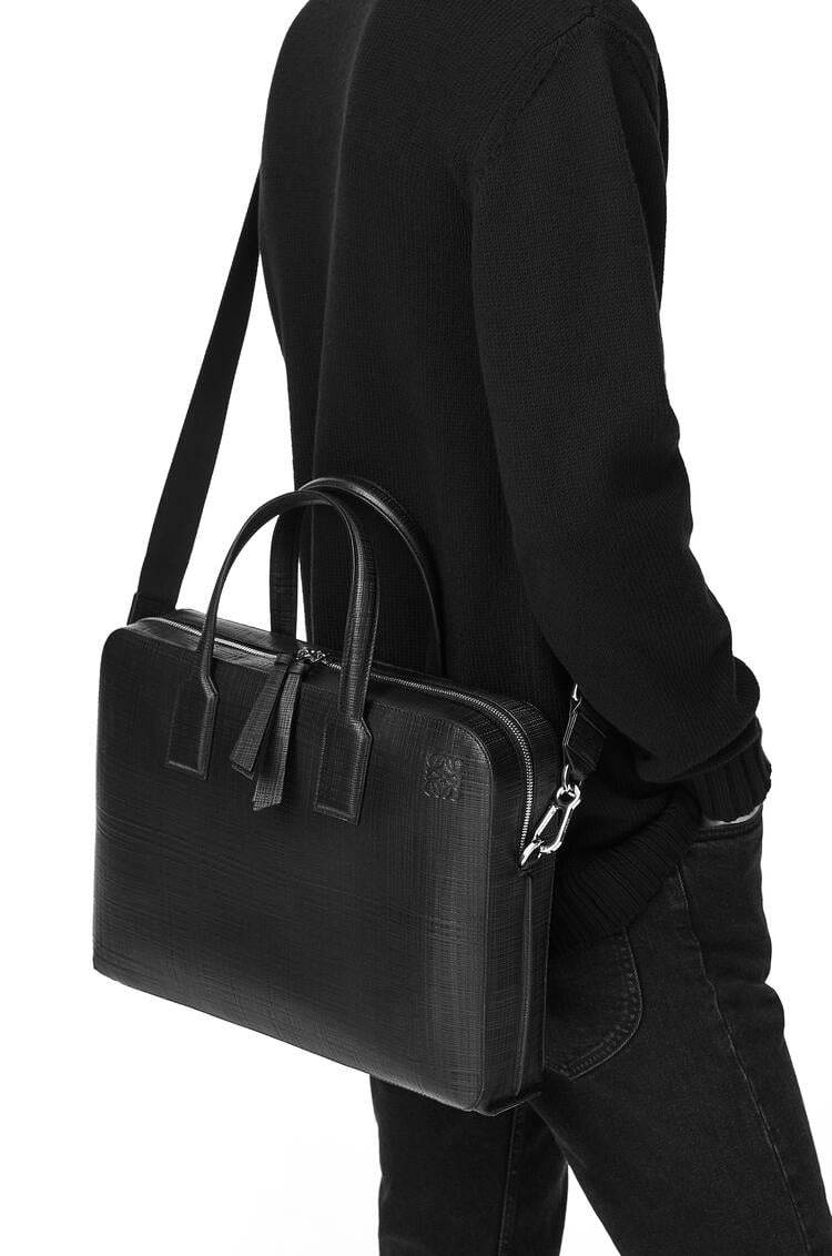 LOEWE Goya thin briefcase in soft grained calfskin Black