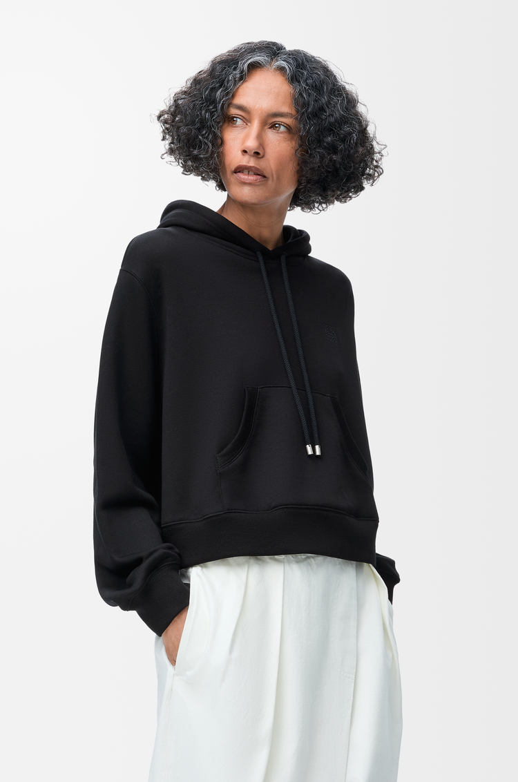 LOEWE Sudadera trapecio con capucha en mezcla de algodón Negro