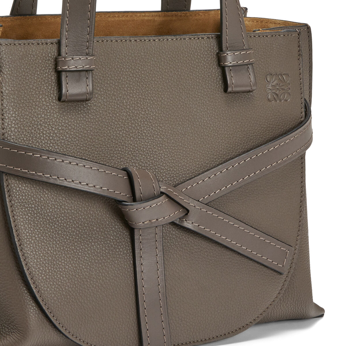 Small Gate Top Handle bag in soft grained calfskin Dark Taupe LOEWE