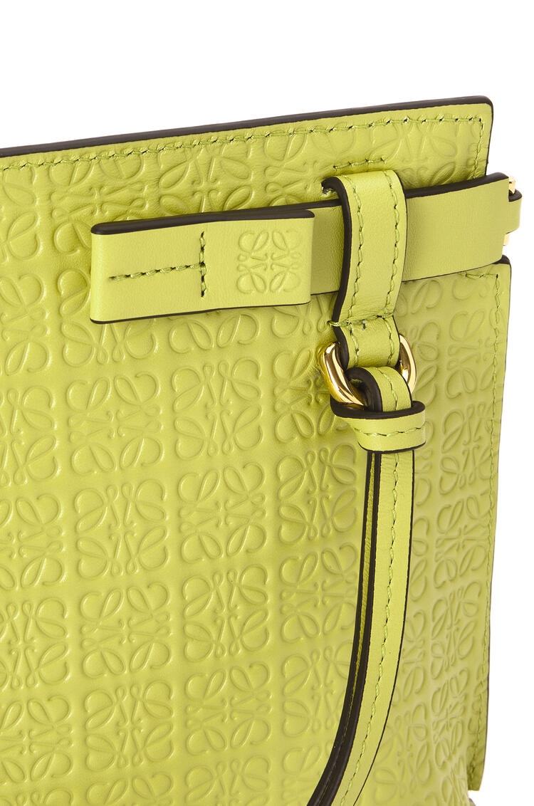 LOEWE Mini Repeat T Pouch in embossed silk calfskin Lime Yellow