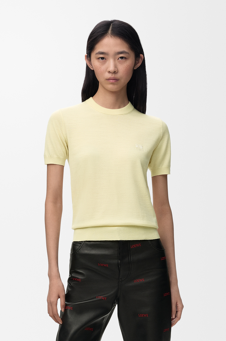 LOEWE Top en lana merina Amarillo Claro/Blanco