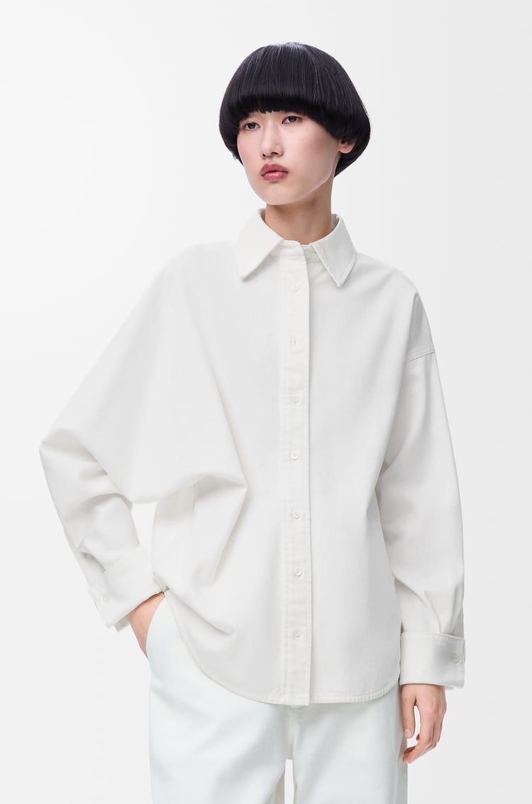 LOEWE 单宁布包裹式衬衫 白色