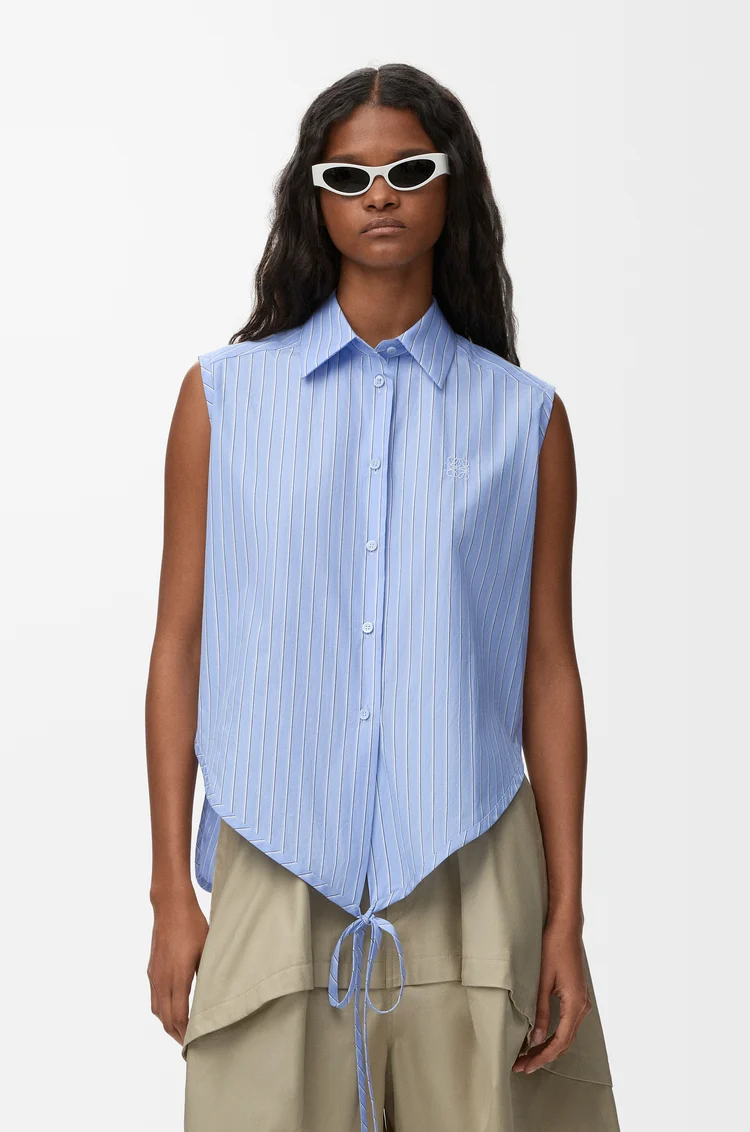 LOEWE 棉质无袖衬衫 蓝色/多色