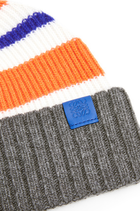 LOEWE Stripe beanie hat in wool Orange/Grey plp_rd