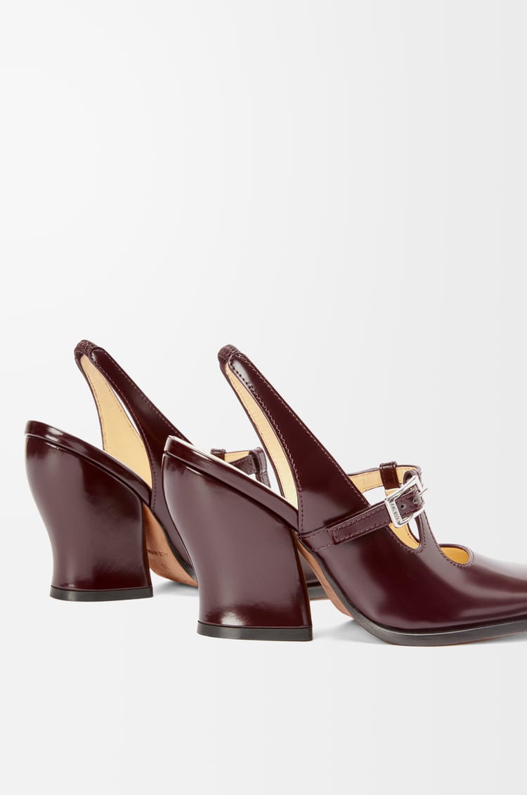 LOEWE Onda slingback pump in brushed calfskin Burgundy
