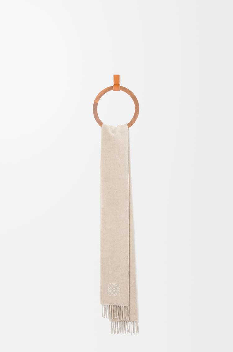 LOEWE Bufanda bicolor en lana y cashmere Marfil/Arena