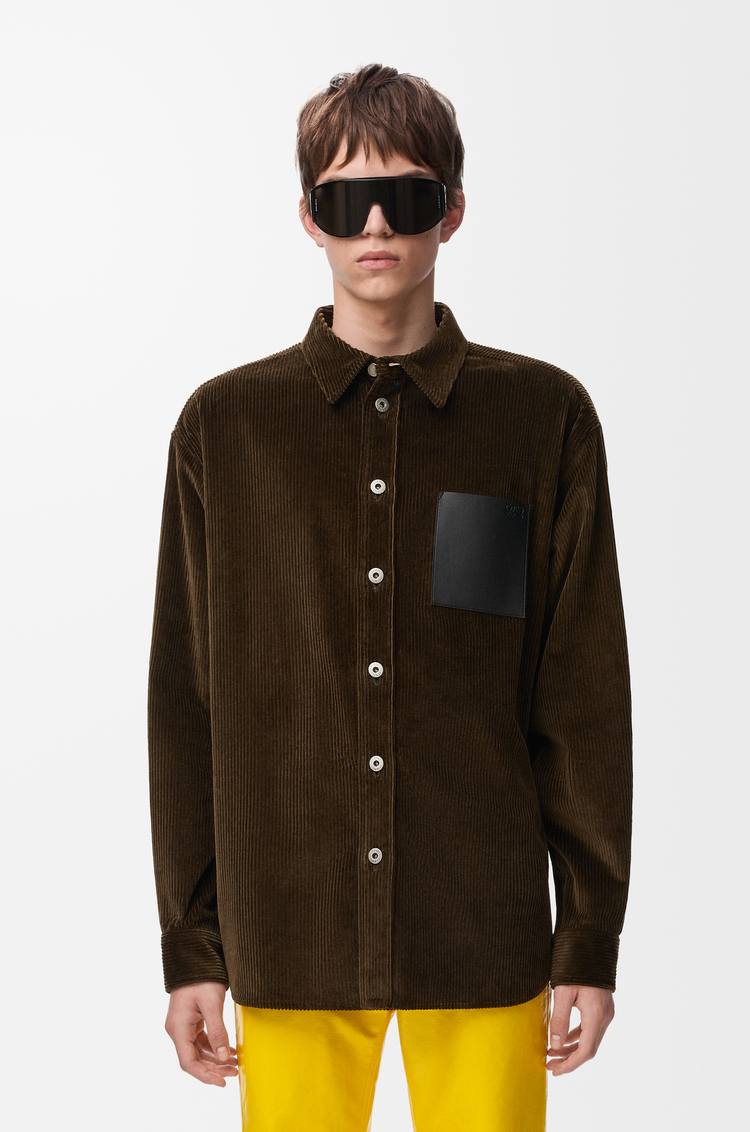 LOEWE Shirt in cotton corduroy Brown