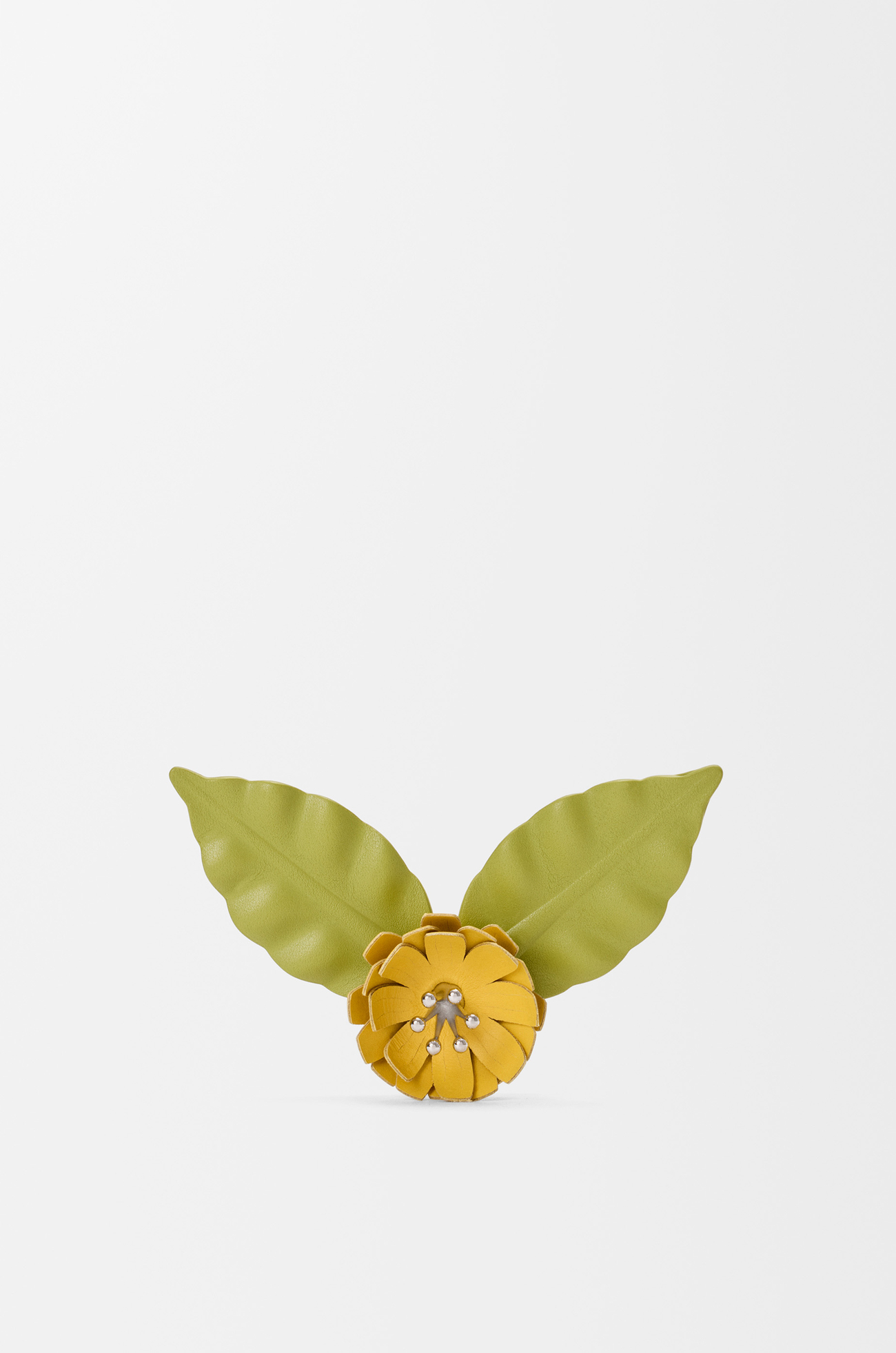LOEWE Flower pin in calfskin Yellow