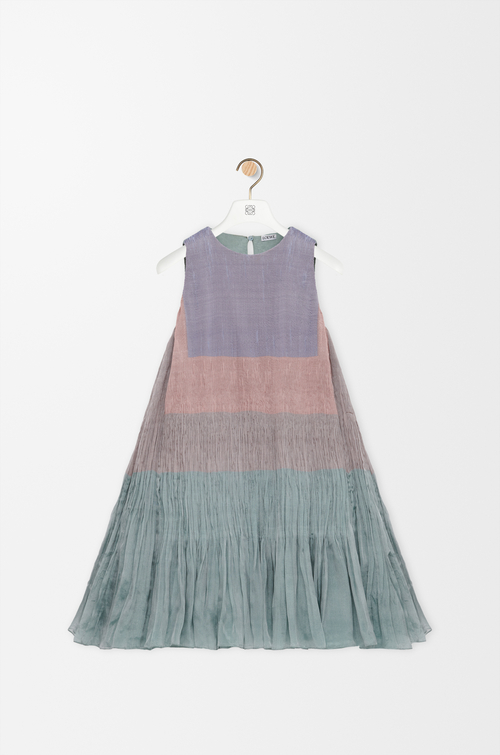 LOEWE Robe en soie mélangée Vert/Rouge/Multicolore