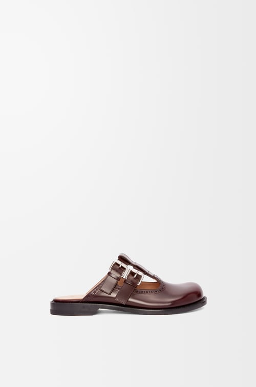 LOEWE Campo Mary Jane mule in calfskin Burgundy plp_rd