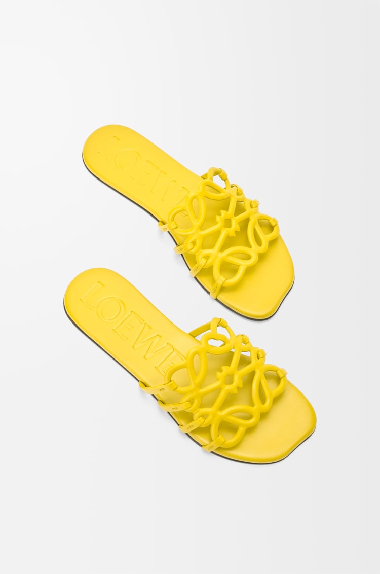 LOEWE Petal Anagram slide in soft calfskin Yellow