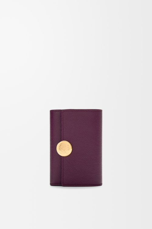 LOEWE Pebble small vertical wallet in pebble grained calfskin Plum