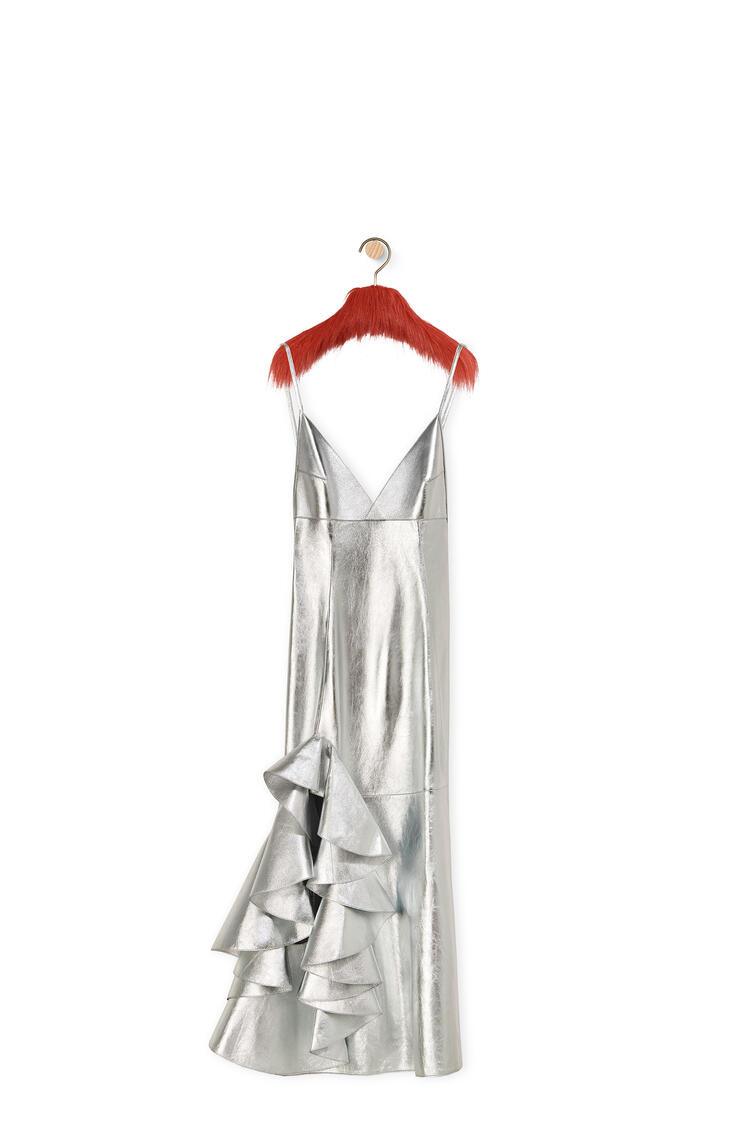 LOEWE Ruffle dress in nappa Silver