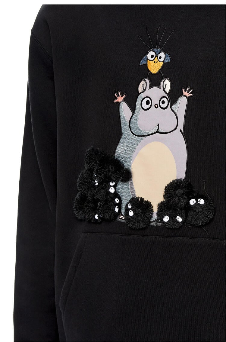 LOEWE Bô mouse embroidered hoodie in cotton Black/Multicolor pdp_rd