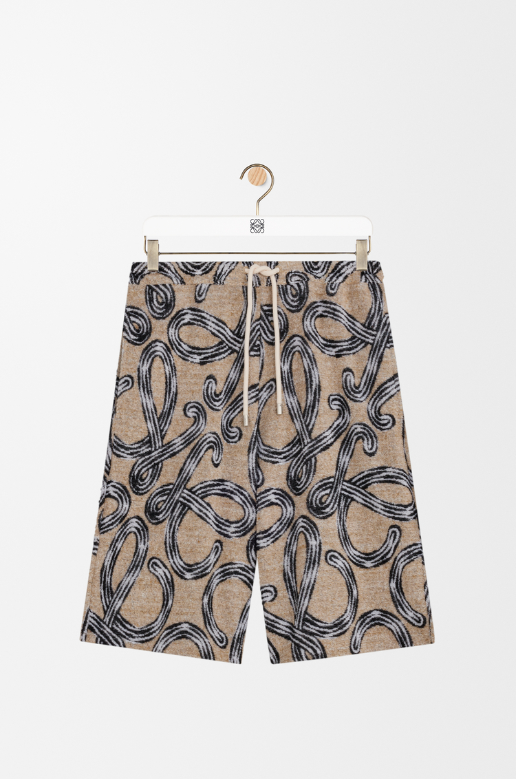 LOEWE Pantalón corto en jacquard de rizo Beige/Negro