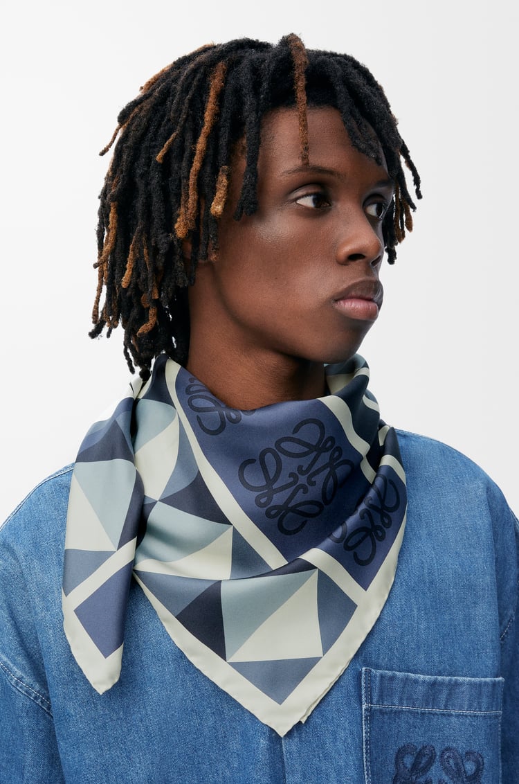 LOEWE Scarf in silk Navy Blue/Multicolor