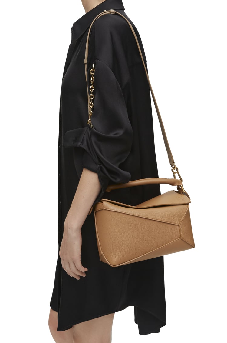 LOEWE Small Puzzle bag in soft grained calfskin Toffee