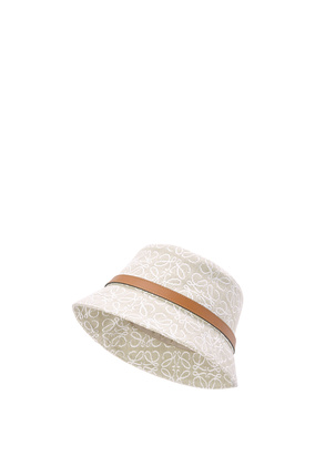 LOEWE Sombrero de pescador en jacquard y piel de ternera Ecru/Blanco Suave