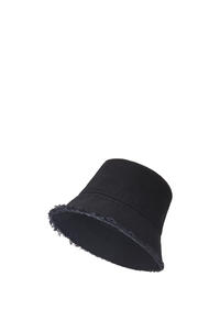 LOEWE Sombrero de pescador en piel de ternera y tejido denim Negro