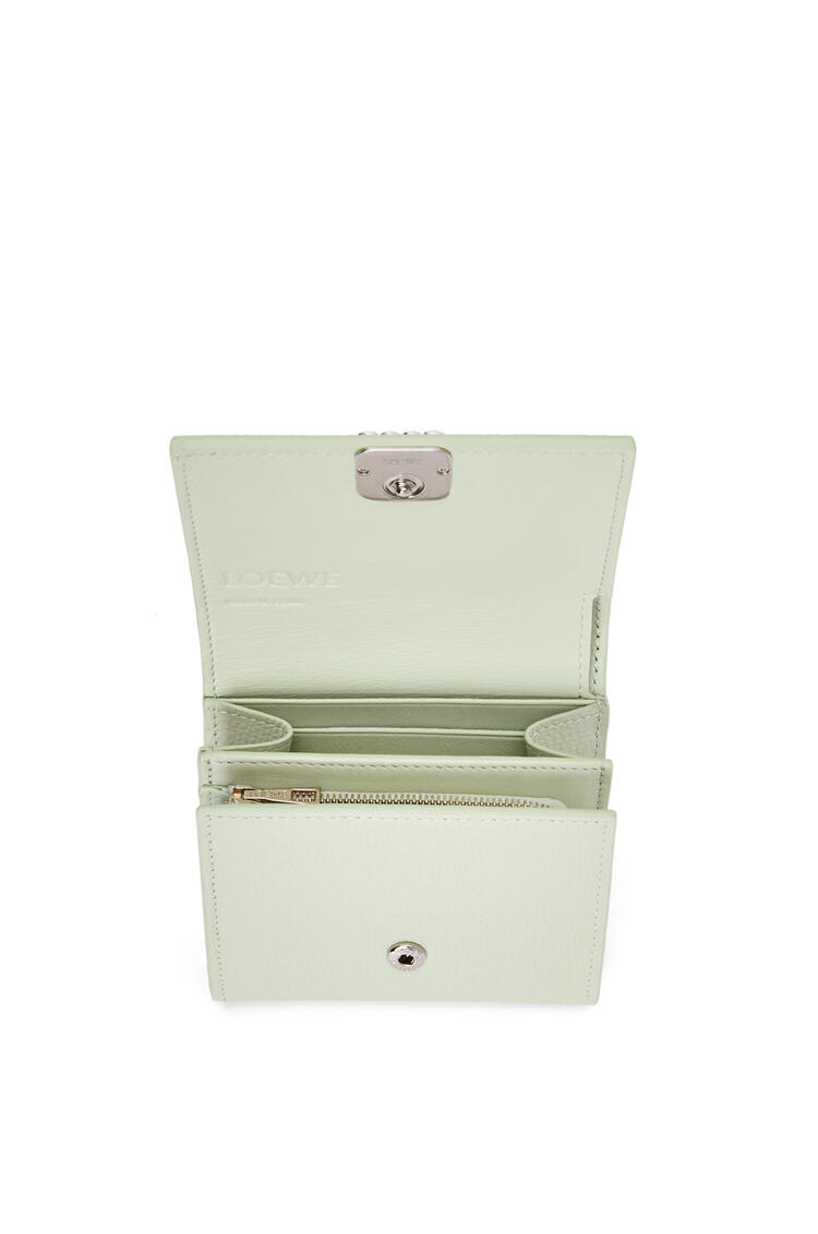 LOEWE Anagram compact flap wallet in pebble grain calfskin Light Celadon