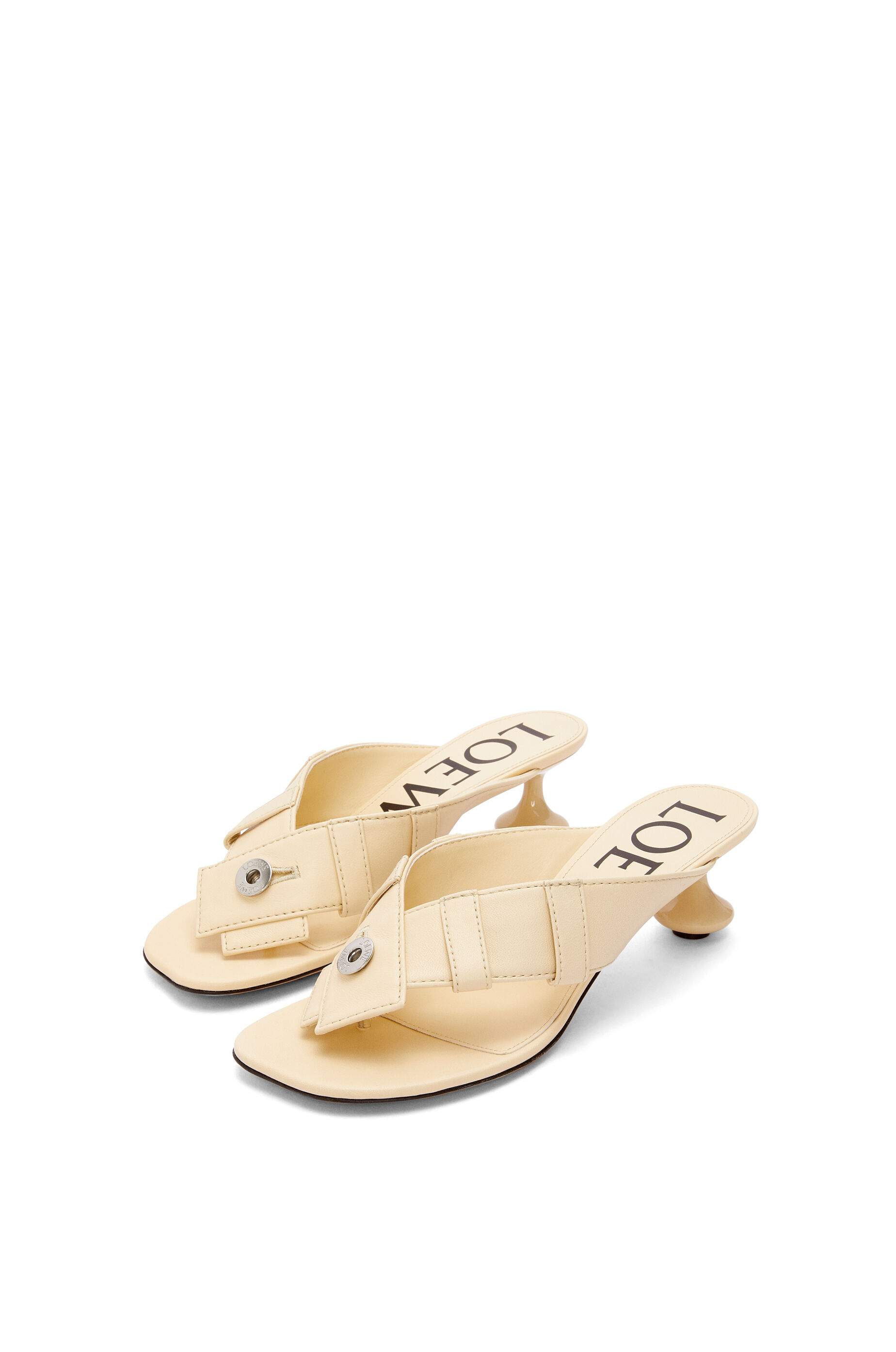 Toy Panta toe post heel sandal in lambskin Oat Milk LOEWE