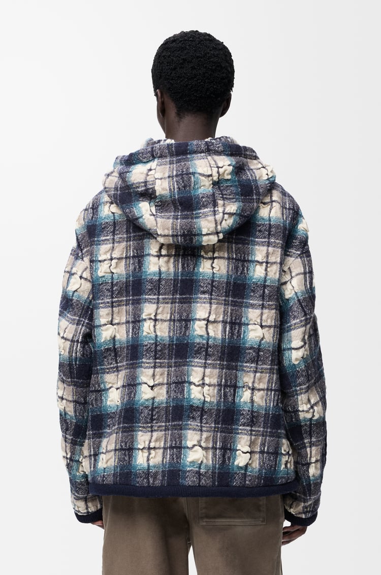 LOEWE Hooded jacket in wool and linen Navy/White