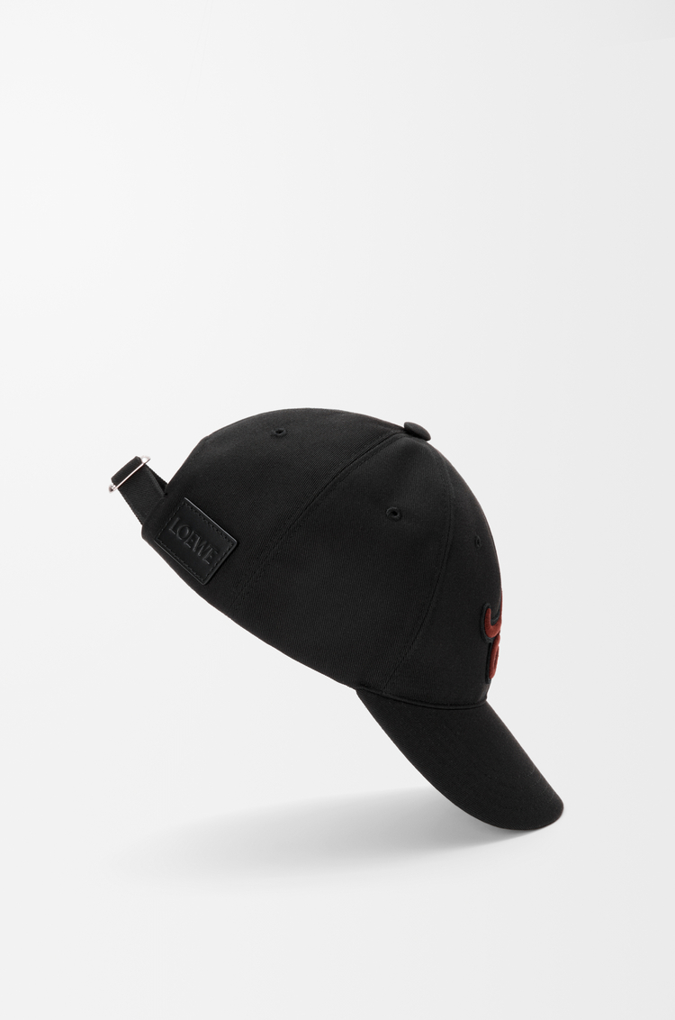 LOEWE L patch cap in cotton Black