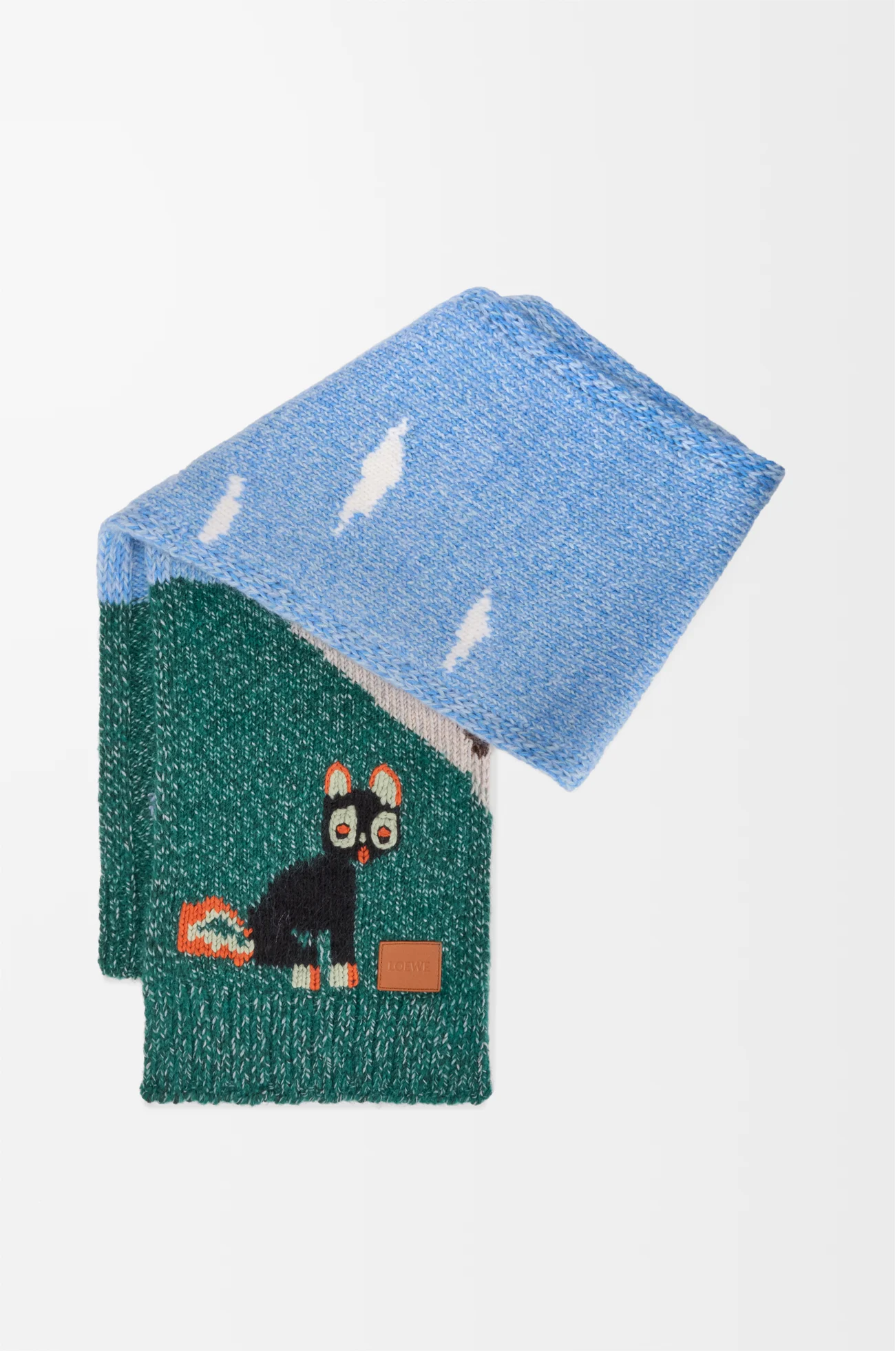 LOEWE Scarf in wool and mohair blend Blue/Multicolor