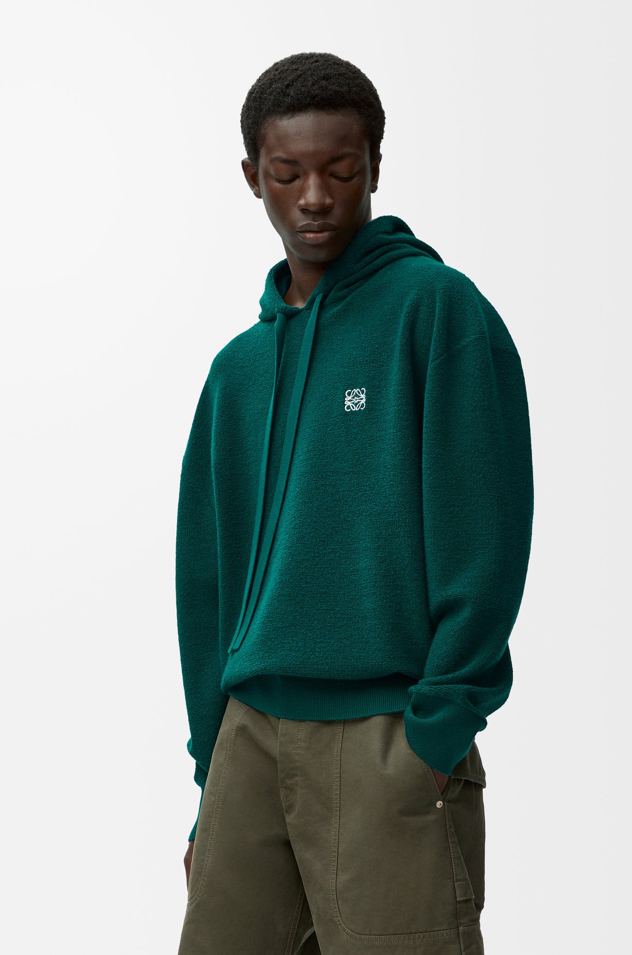 LOEWE Sudadera con capucha en lana Verde Oscuro
