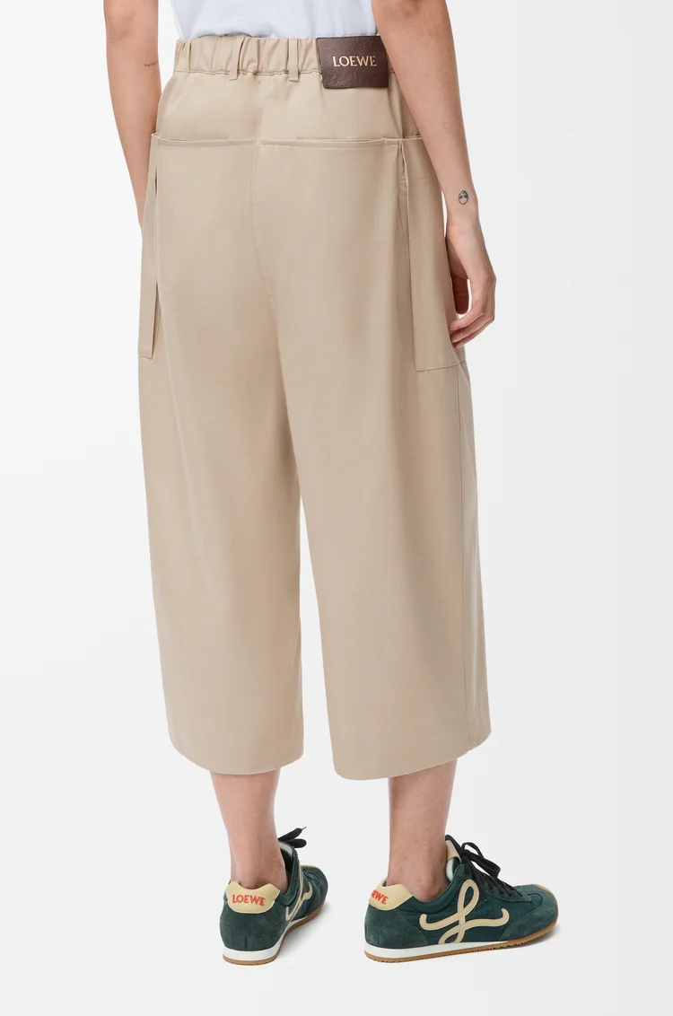 LOEWE Pantaloni crop in cotone e seta Beige