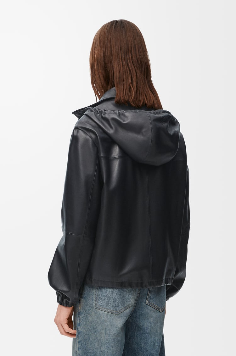 LOEWE Chaqueta con capucha en piel napa de cordero Negro