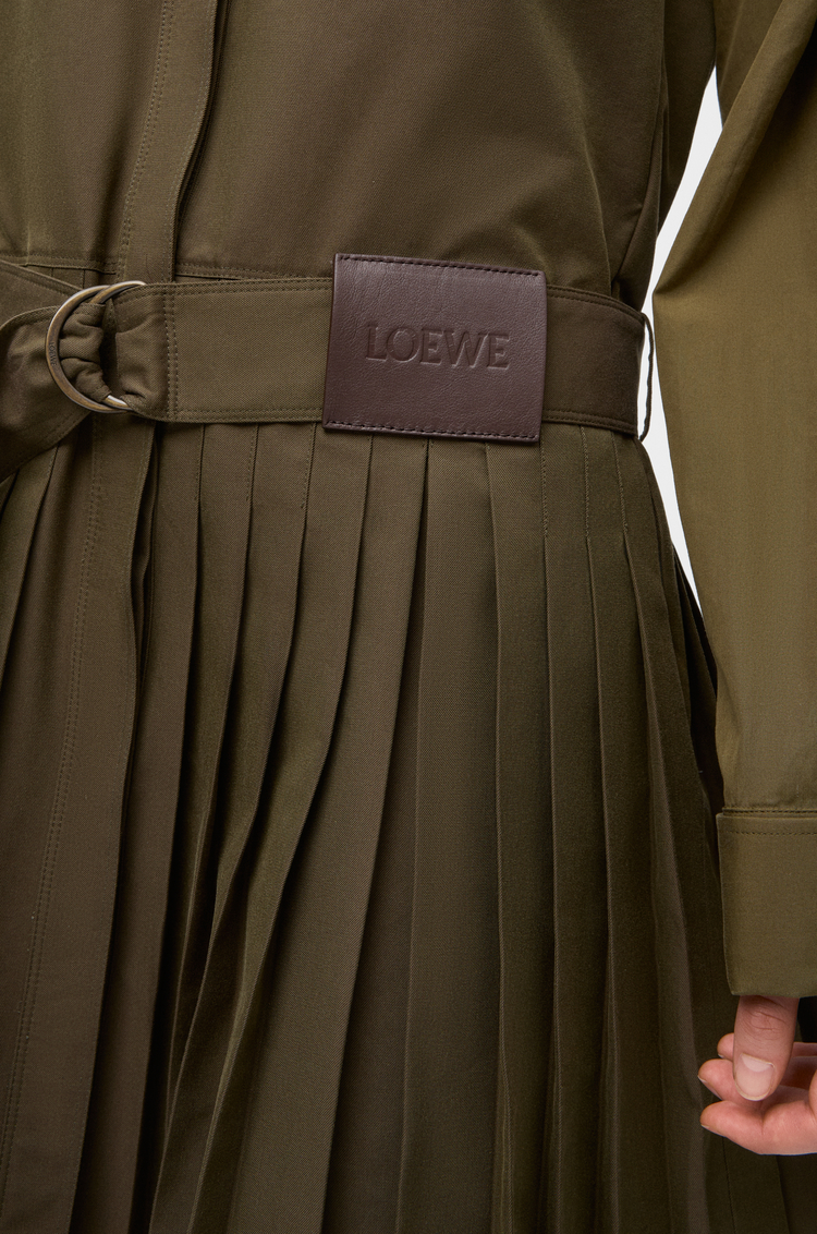 LOEWE Pleated dress in cotton blend Khaki Green