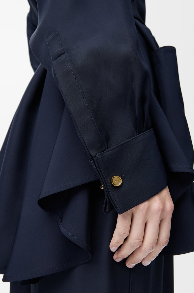 LOEWE Blusa en seda con cinturón Azul Marino