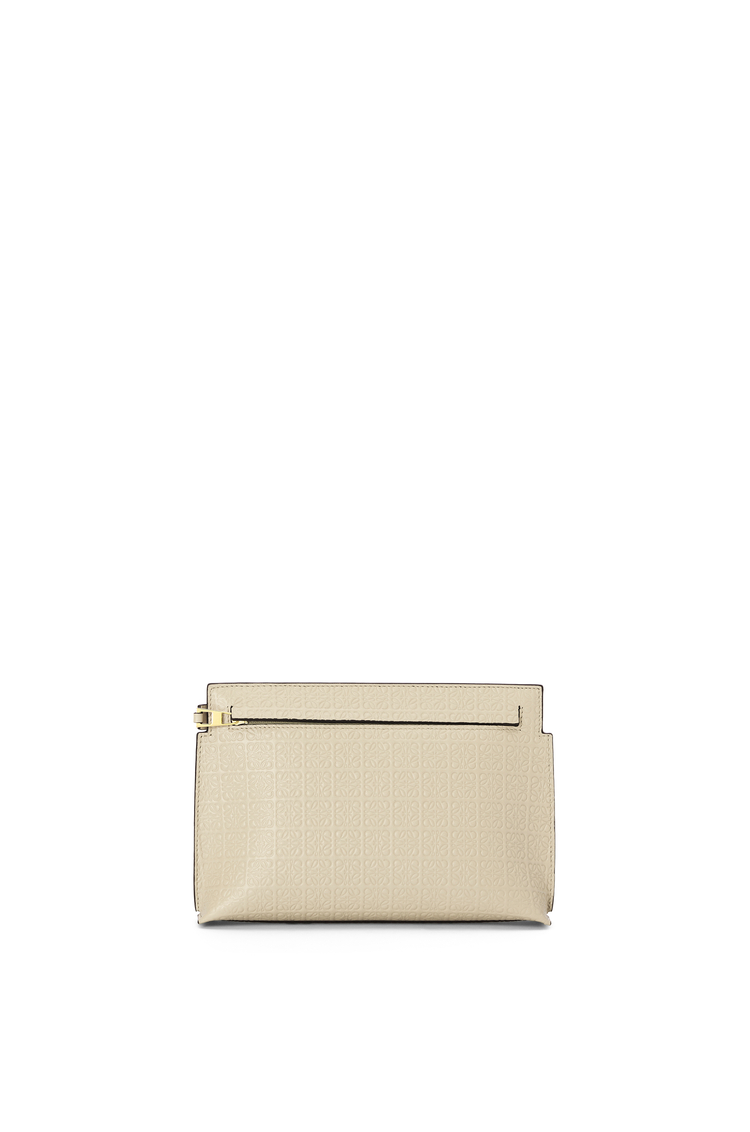 LOEWE Mini Repeat T Pouch in embossed silk calfskin Light Oat
