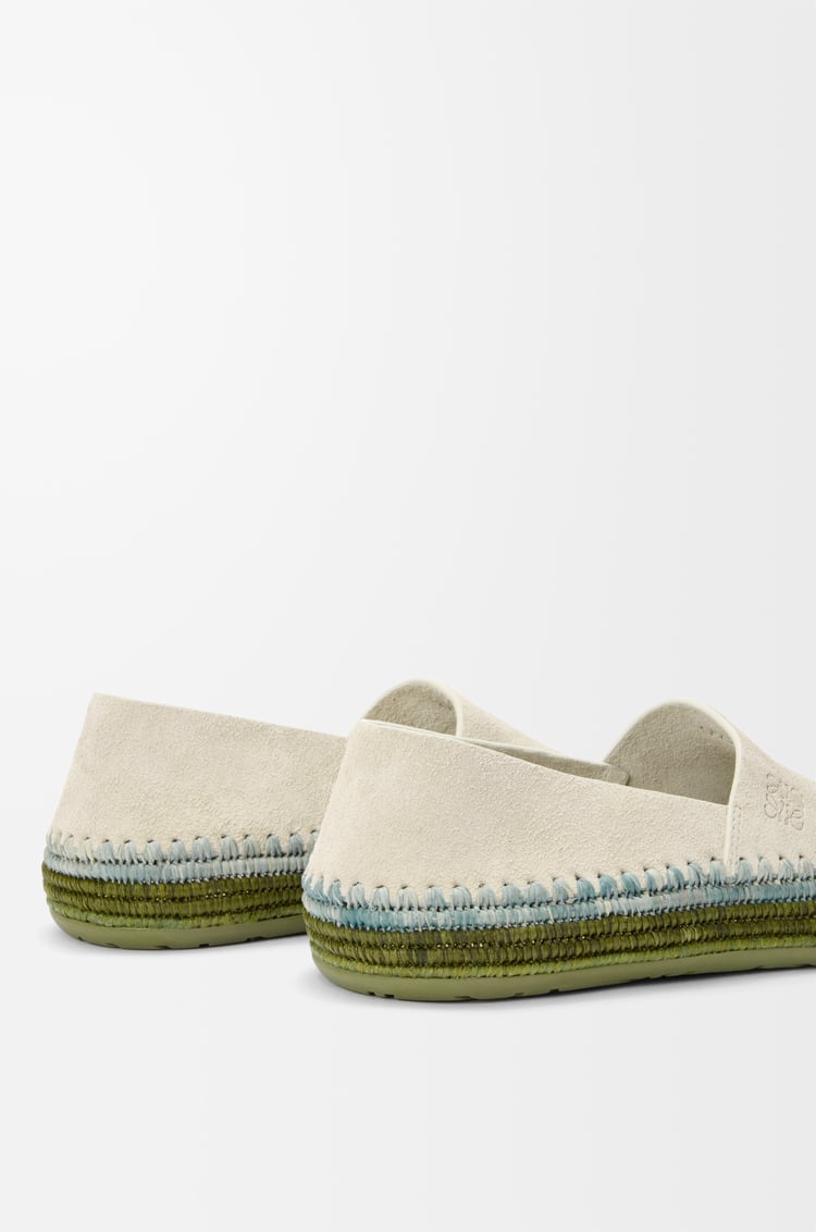LOEWE Rio slipper in suede and raffia Light Grey