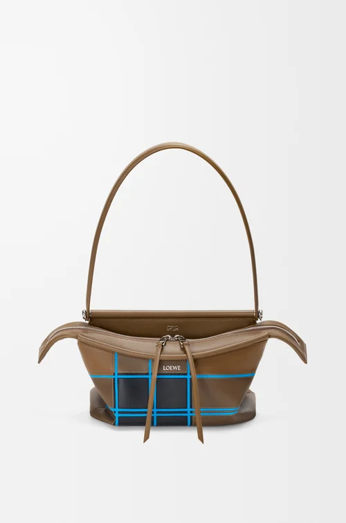 LOEWE Borsa Whisker con quadri a intarsio Verde-marrone/Multicolore