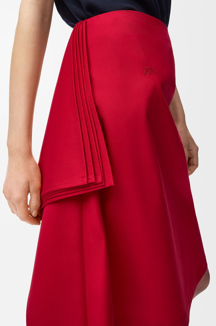 LOEWE 棉質和真絲裙子 紅色