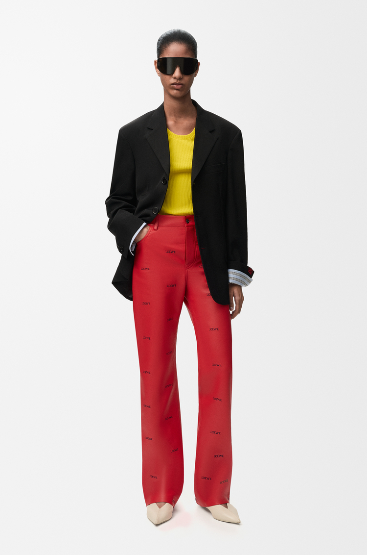 LOEWE Pantalon en cuir d'agneau nappa Rouge