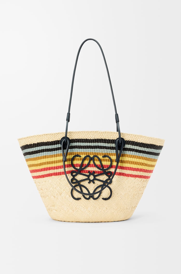 LOEWE Bolso capazo Anagram mediano en palma de iraca y piel de ternera Natural/Multicolor