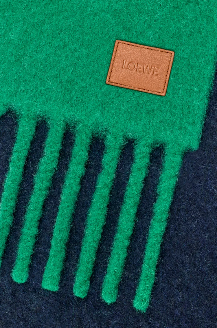 LOEWE Bufanda en mezcla de alpaca y lana Verde/Azul Marino