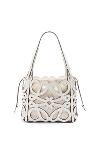 LOEWE Small Anagram cut-out tote in box calfskin Soft White