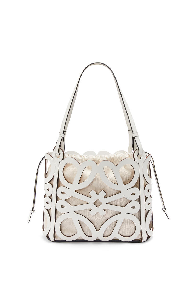 LOEWE Small Anagram cut-out tote in box calfskin Soft White pdp_rd