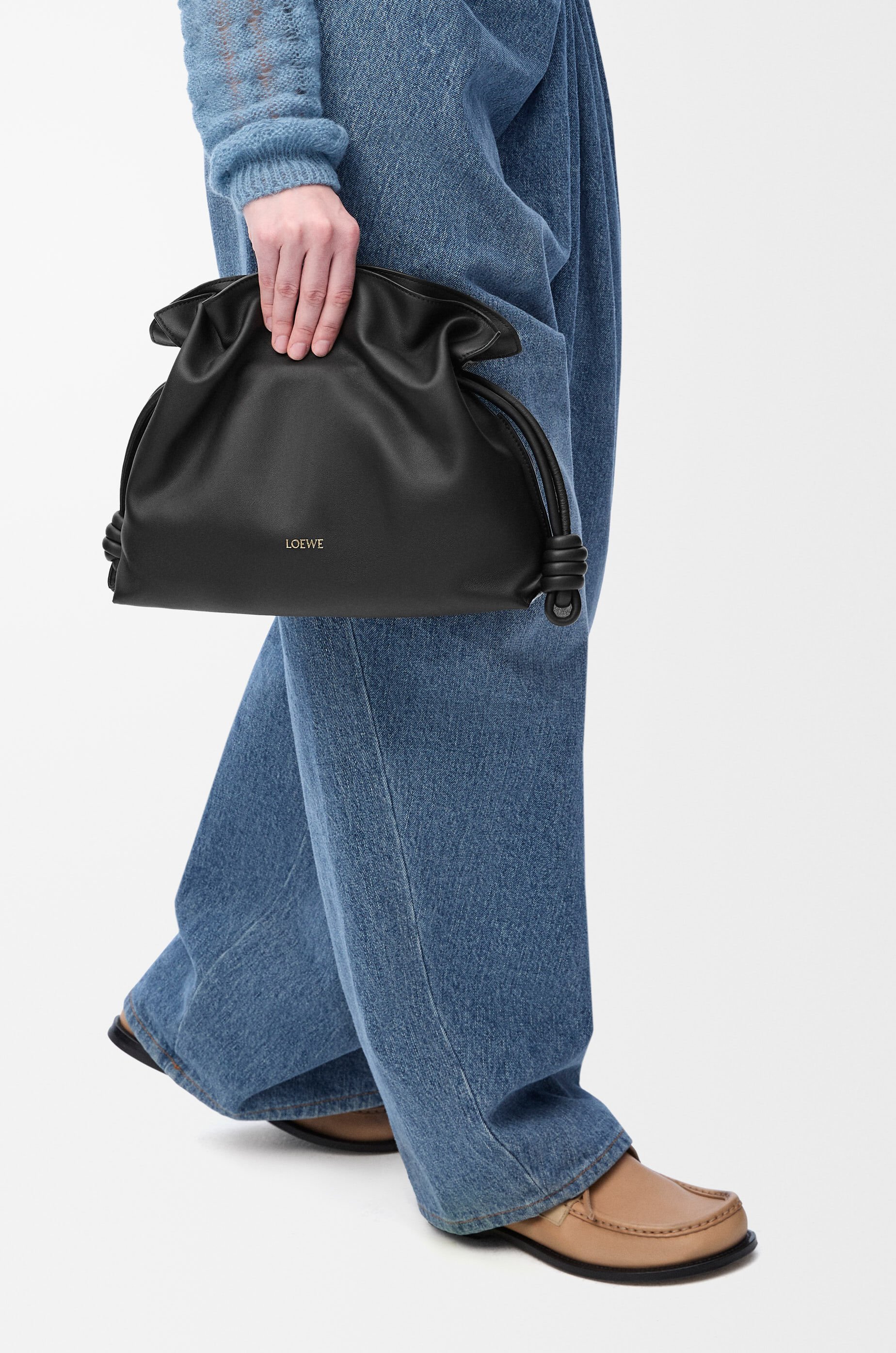 Medium Flamenco clutch in nappa calfskin Black LOEWE